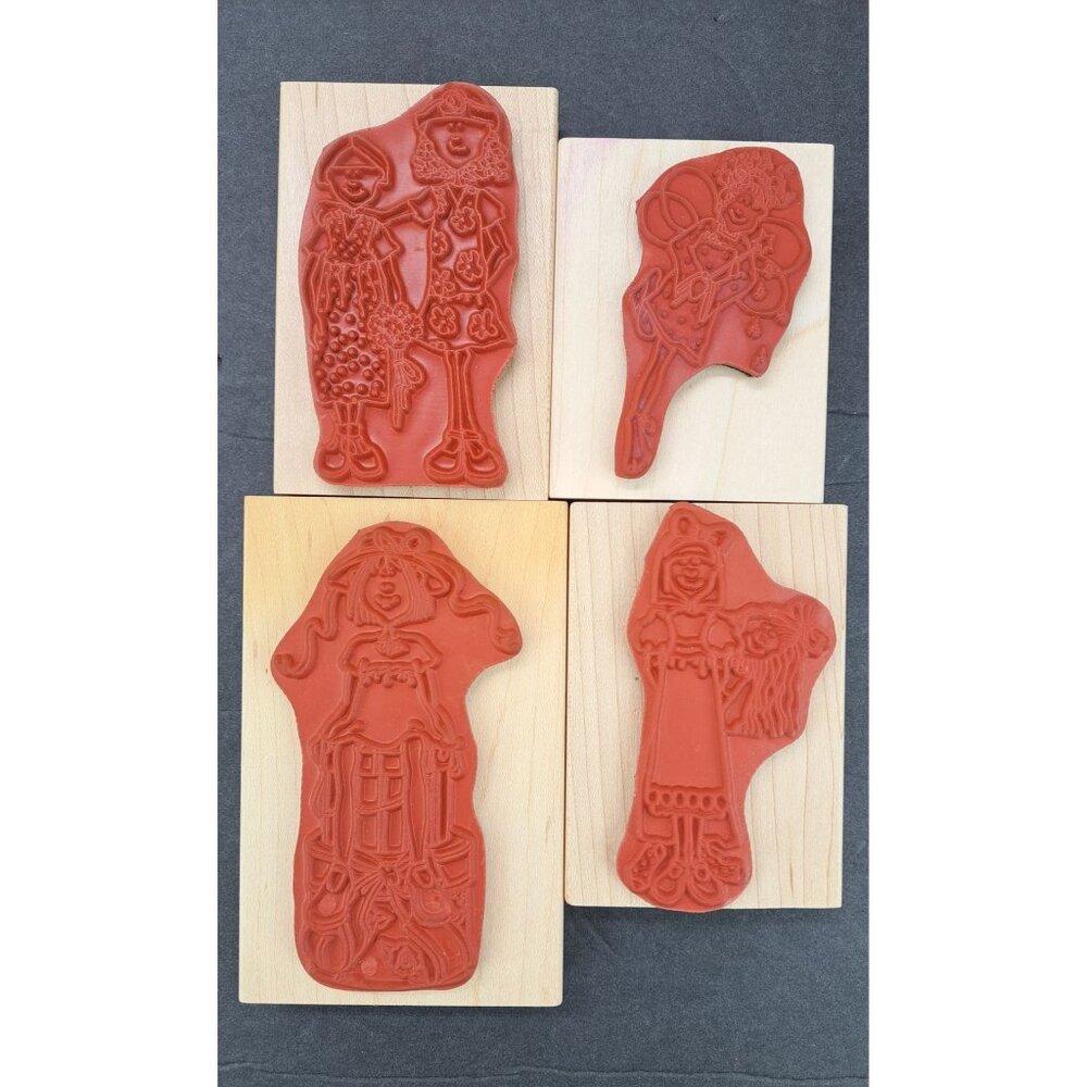 Vintage Inky Antics Rubber Stamps Hattie Lace Lot Of 4 Large Best Bud Hatbox New - Picture 2 of 7
